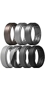 ThunderFit Silicone Wedding Rings for Men, Breathable Step Edge 2 Layer - 10mm Width - 2.3mm Thick