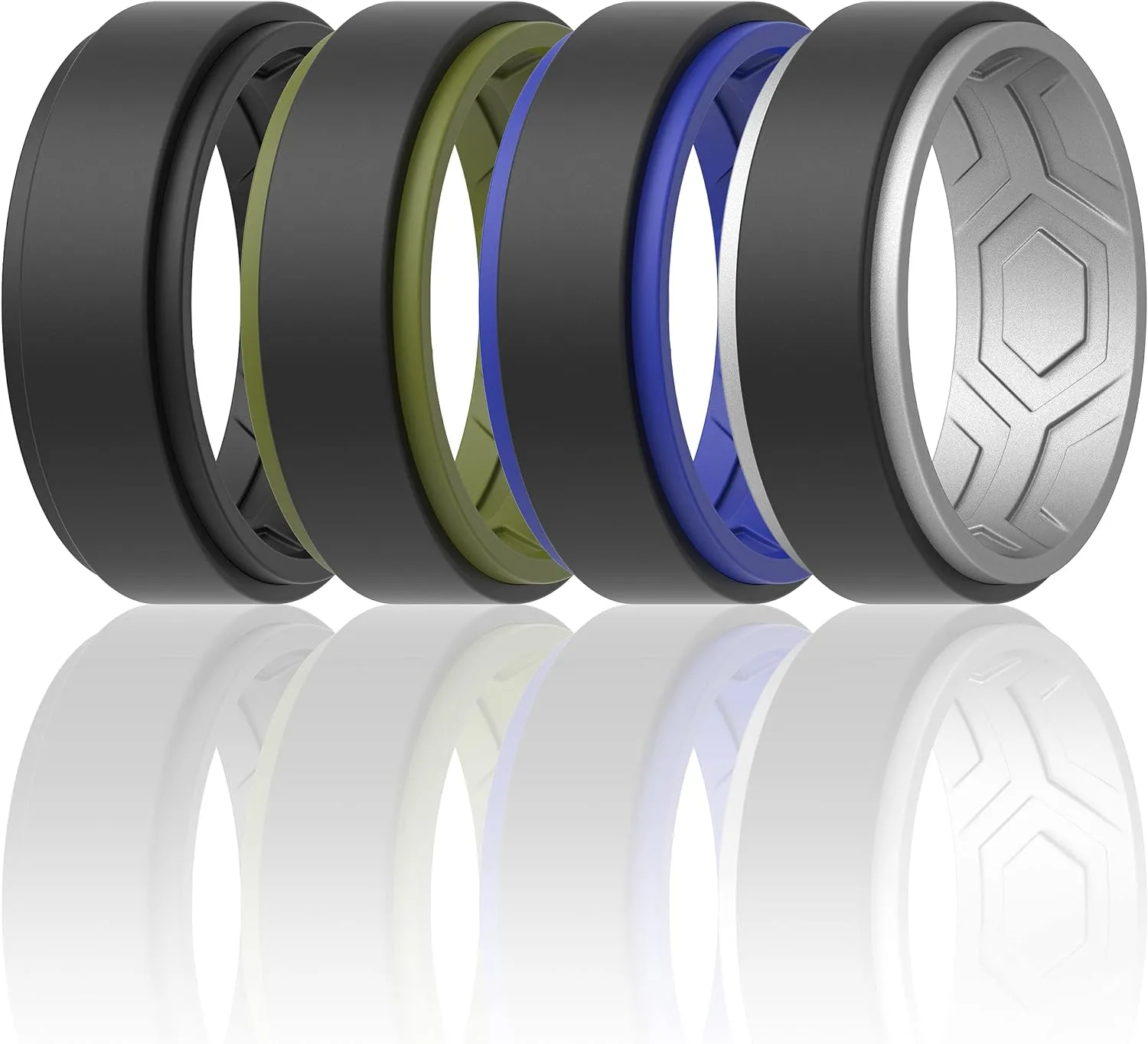 ThunderFit Silicone Wedding Rings for Men, Breathable Step Edge 2 Layer - 10mm Width - 2.3mm Thick