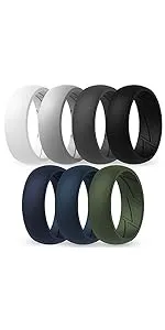 ThunderFit Silicone Wedding Rings for Men, Breathable Step Edge 2 Layer - 10mm Width - 2.3mm Thick