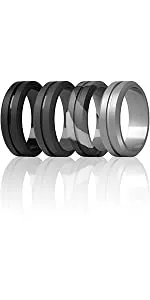 ThunderFit Silicone Wedding Rings for Men, Breathable Step Edge 2 Layer - 10mm Width - 2.3mm Thick