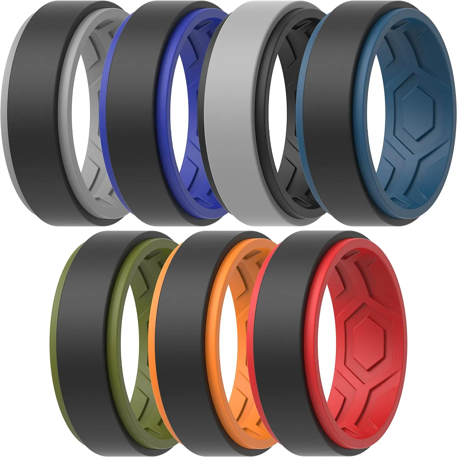 ThunderFit Silicone Wedding Rings for Men, Breathable Step Edge 2 Layer - 10mm Width - 2.3mm Thick