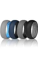 ThunderFit Silicone Wedding Rings for Men, Breathable Step Edge 2 Layer - 10mm Width - 2.3mm Thick