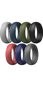 ThunderFit Silicone Wedding Rings for Men, Breathable Step Edge 2 Layer - 10mm Width - 2.3mm Thick