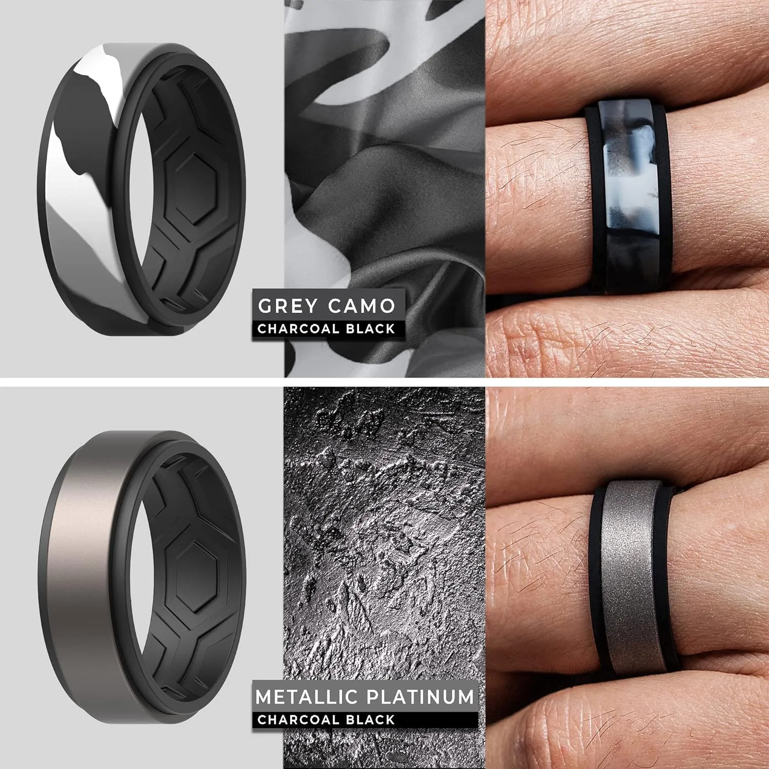 ThunderFit Silicone Wedding Rings for Men, Breathable Step Edge 2 Layer - 10mm Width - 2.3mm Thick