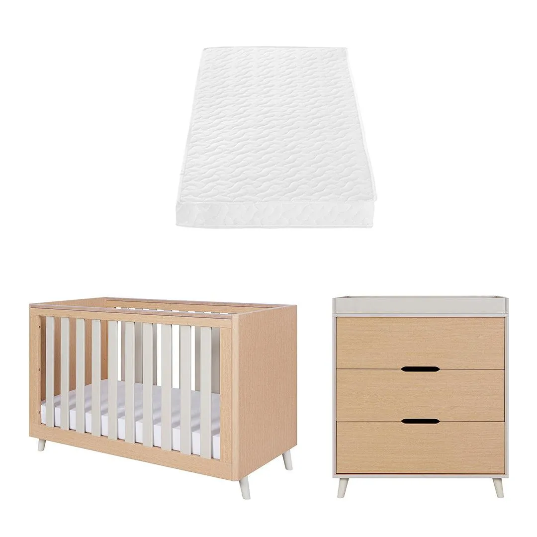 Tutti Bambini Fika Mini 2 Piece Room Set - Light Oak/White Sand