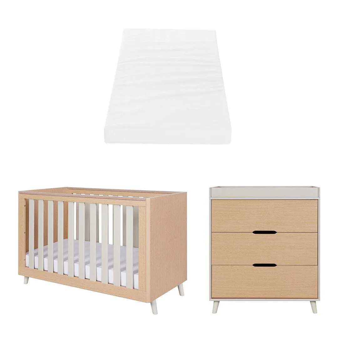 Tutti Bambini Fika Mini 2 Piece Room Set - Light Oak/White Sand