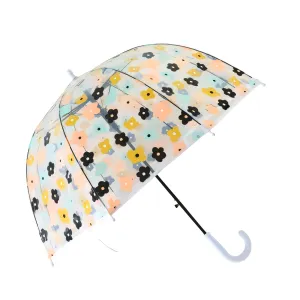 UMAI 64.5 cm Folding Umbrella Transparent | 8K Fiberglass Ribs | Auto Open & Non-slip Handle | Travel Friendly Windproof | Umbrella for Women, Men & Kids| Floral Print | White