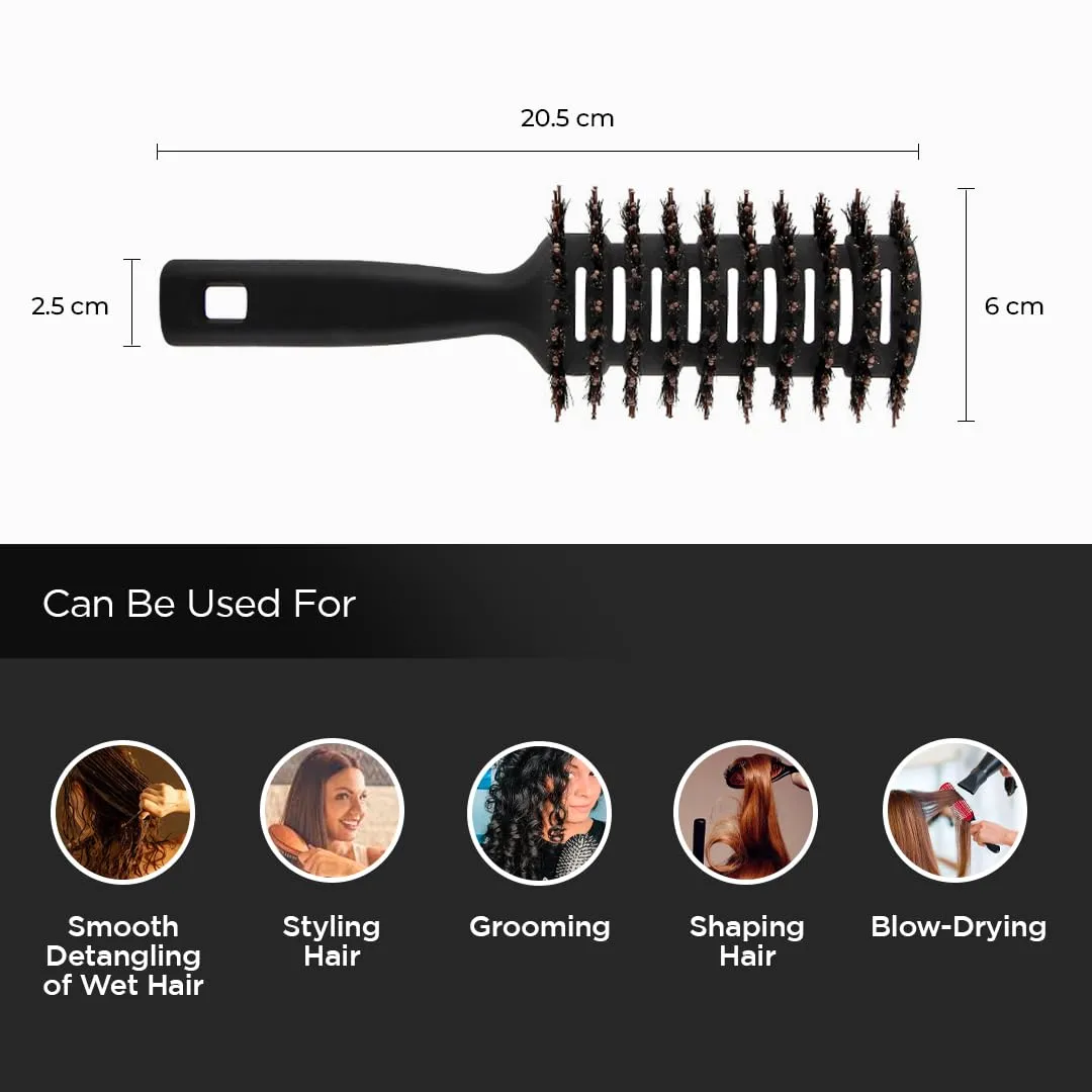 UMAI Round Vented Hair Brush for Men and Women Quick Drying Pain Free Detangling - Black Hair Comb | Detangle Brush for Salon Professional & Home Use | Round Hairbrush 2 Pack