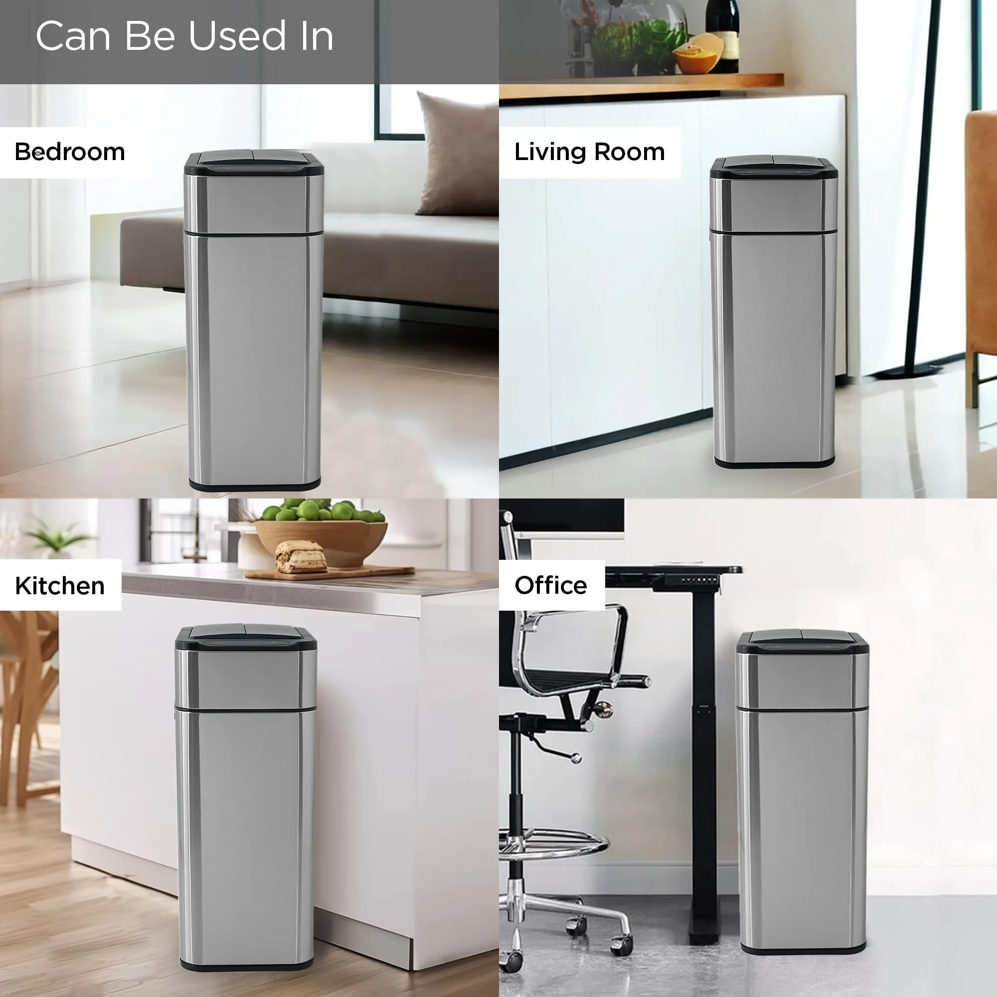 UMAI Stainless Steel Dustbin With Lid | 40L | Dustbin For Kitchen | Automatic Motion Sensor Dustbin | Waterproof | Dustbin For Bathroom | Dustbin For Bedroom | Dustbin For Home & Office | Silver