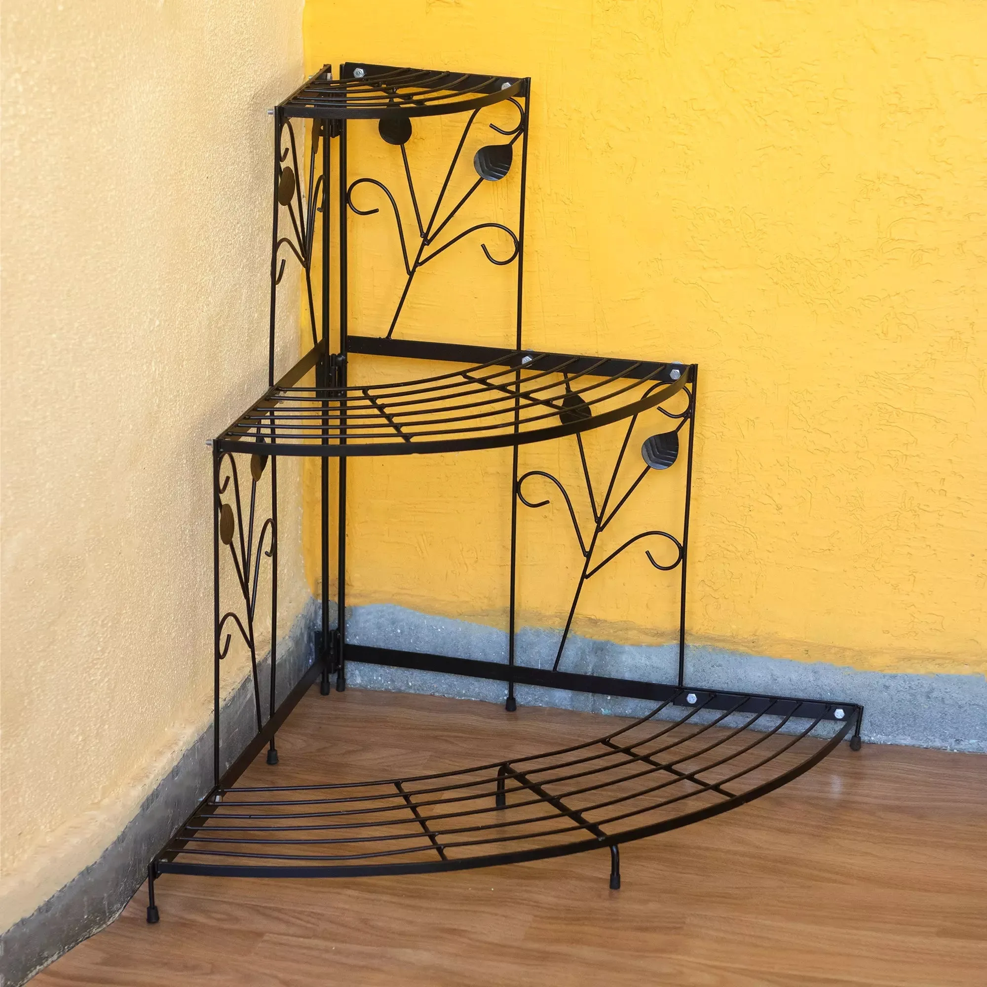 Urban plant 3 Tier Corner Metal Stand for Compact Spaces