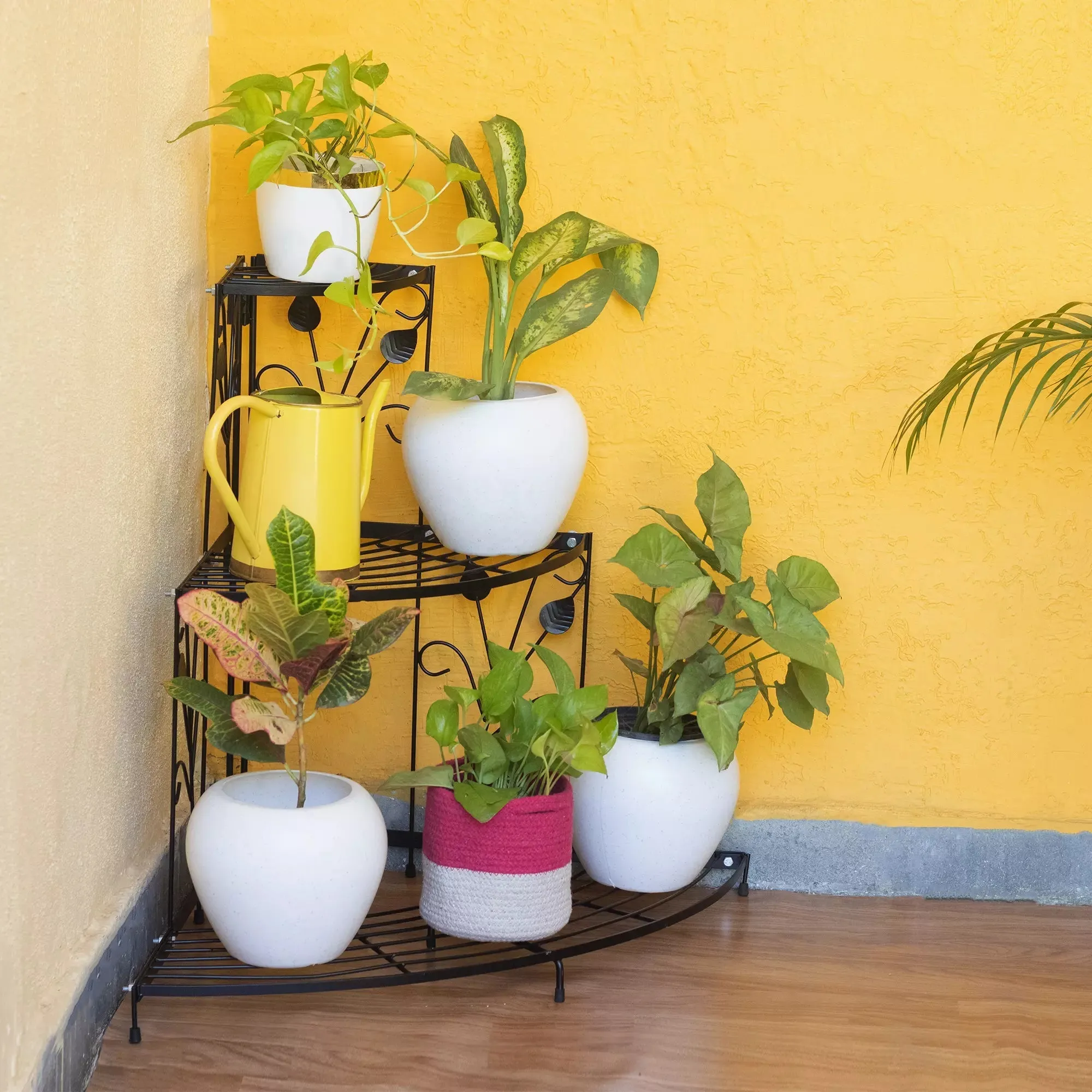 Urban plant 3 Tier Corner Metal Stand for Compact Spaces