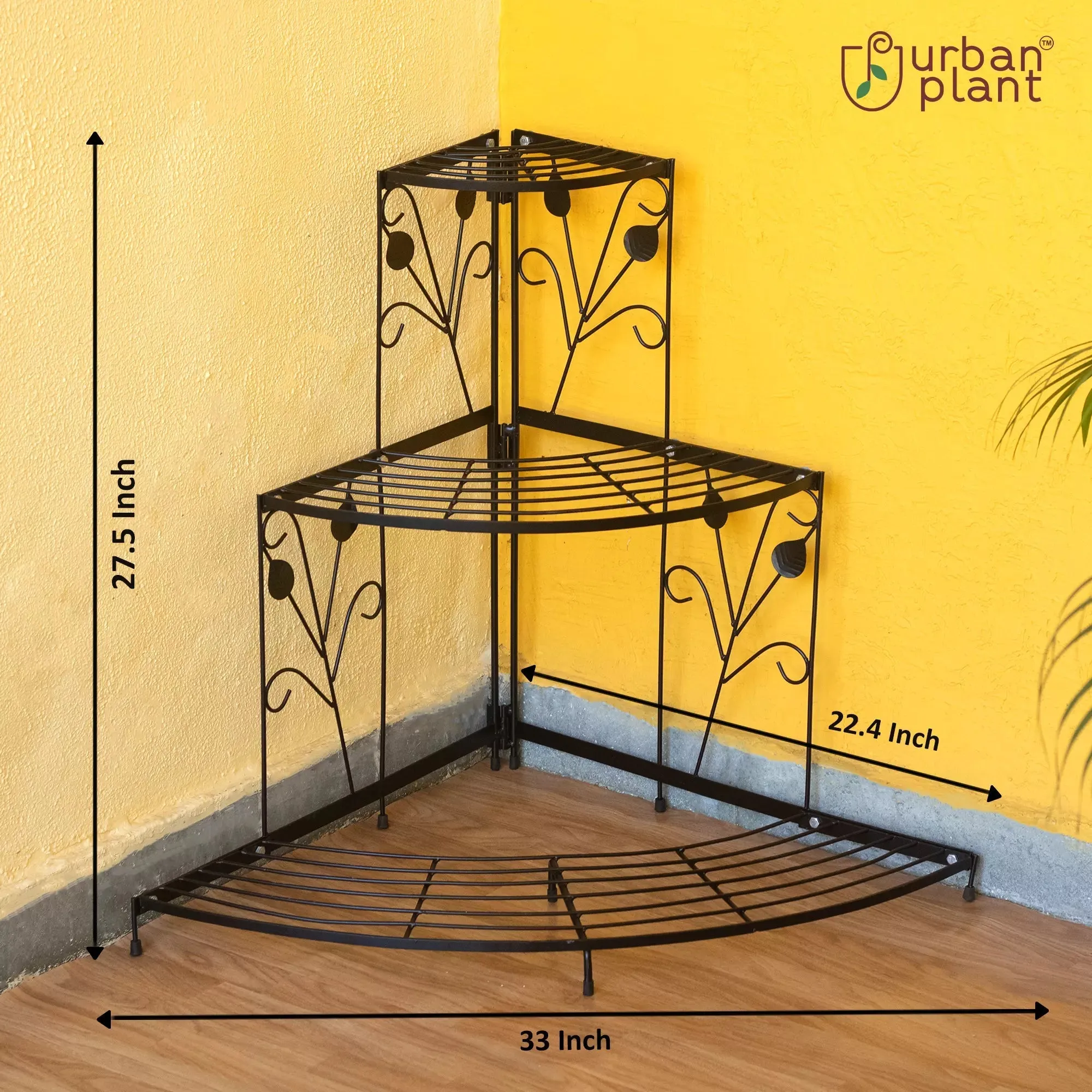 Urban plant 3 Tier Corner Metal Stand for Compact Spaces