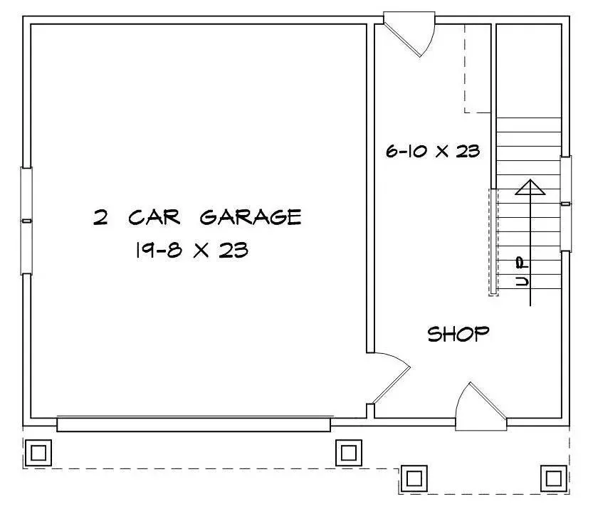 Versatile Garage plan with workshop spaces and bonus room