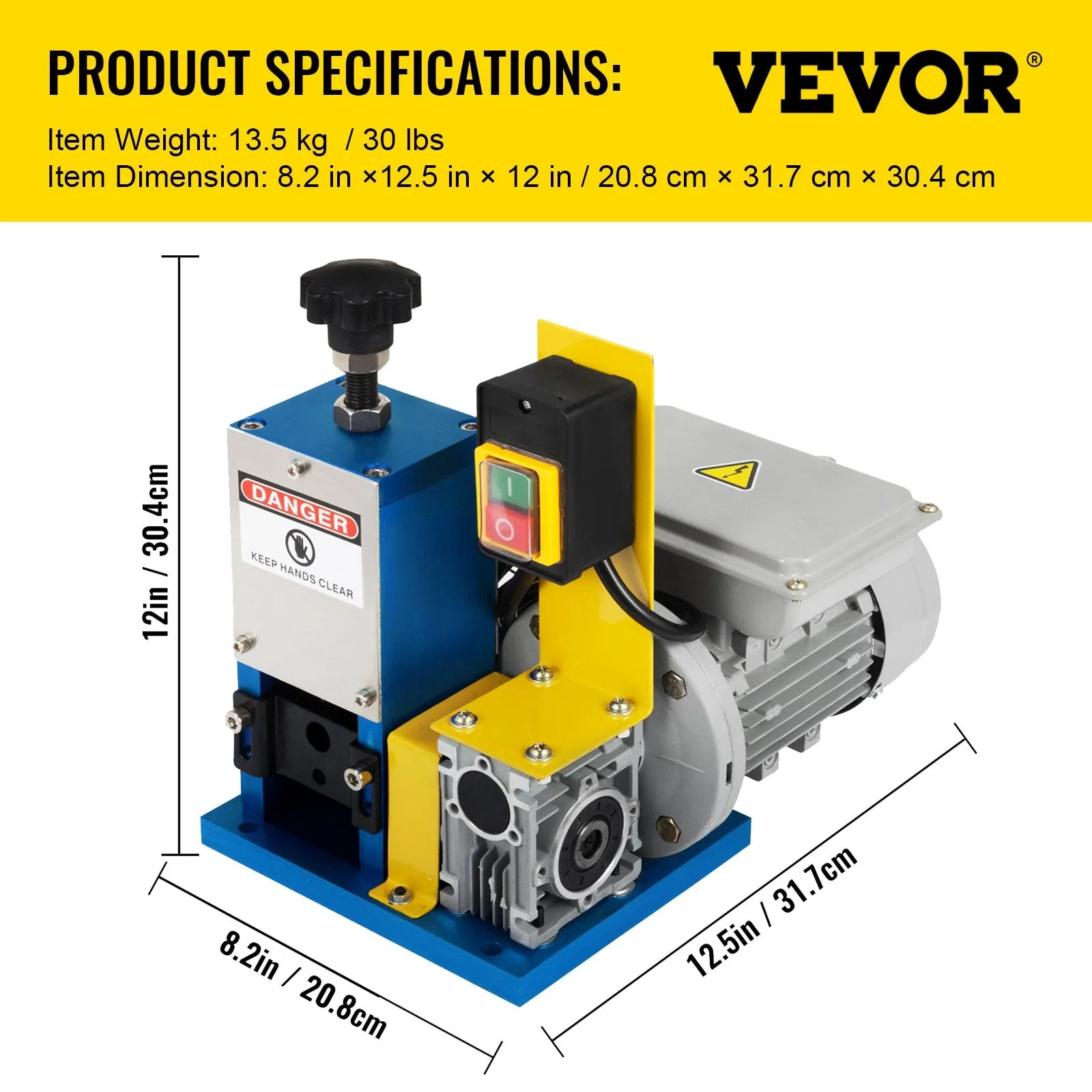 Vevor Automatic Wire Stripping Machine 0.05"-0.98" Motorized Cable Peeler 180W New