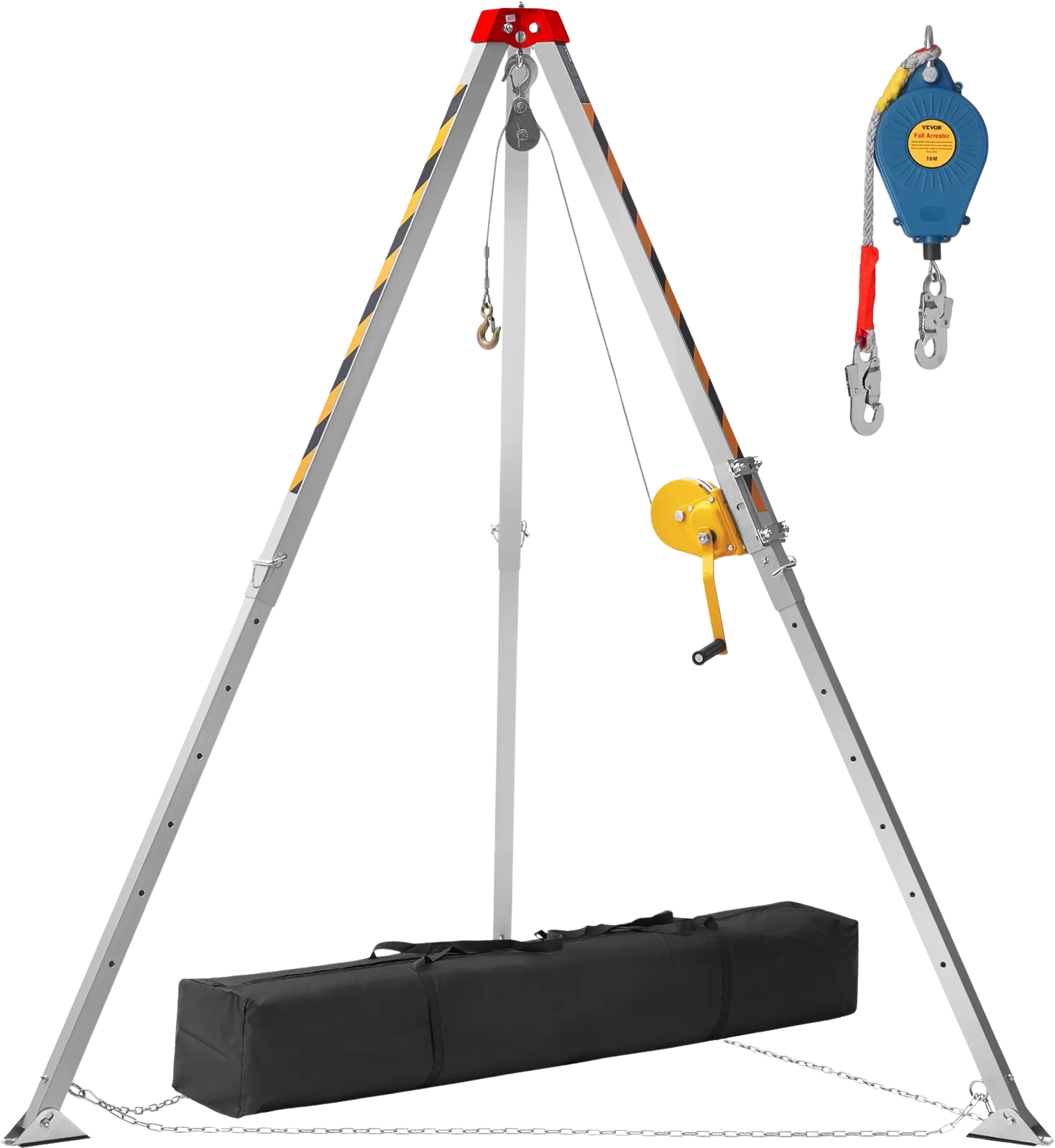 Vevor Confined Space Tripod Kit 1200 Lbs. Winch 7' Legs 98' Cable 32.8' Fall Arrester New