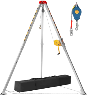 Vevor Confined Space Tripod Kit 1200 Lbs. Winch 7' Legs 98' Cable 32.8' Fall Arrester New