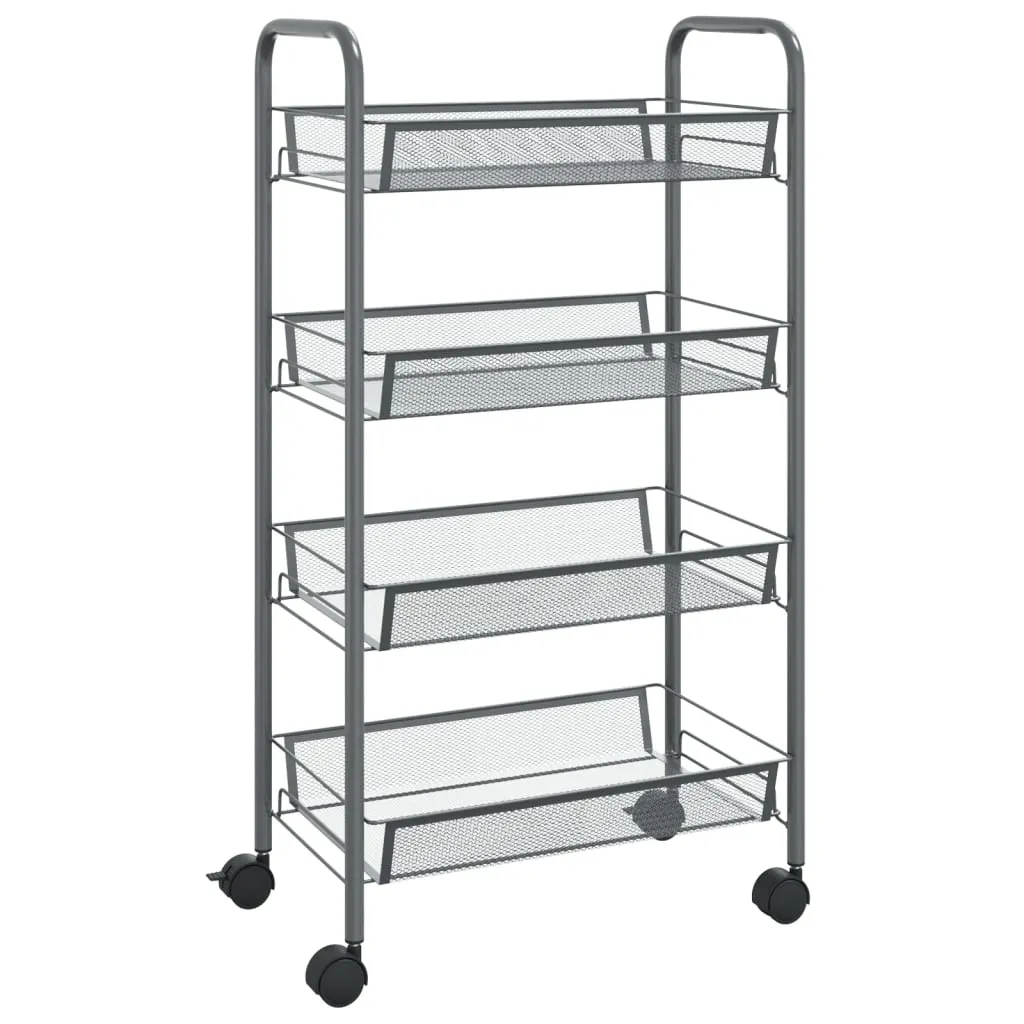 vidaXL 4-Tier Kitchen Trolley - Grey, Iron, 46x26x85 cm - Sturdy & Versatile Storage Solution