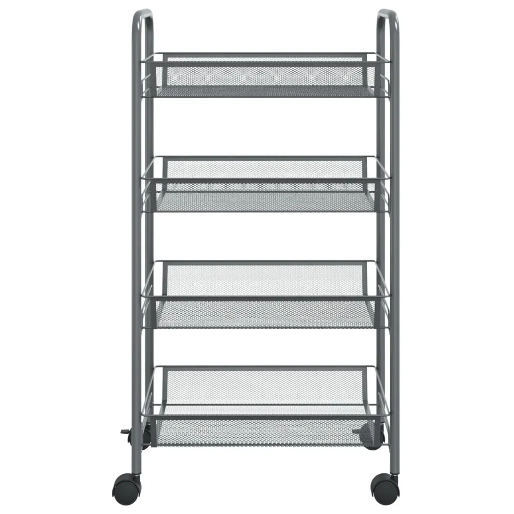 vidaXL 4-Tier Kitchen Trolley - Grey, Iron, 46x26x85 cm - Sturdy & Versatile Storage Solution