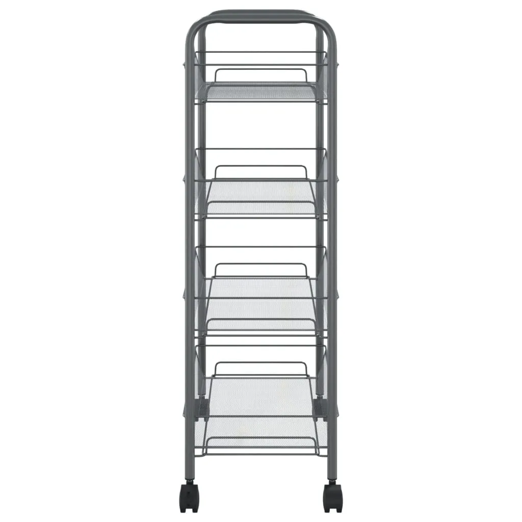 vidaXL 4-Tier Kitchen Trolley - Grey, Iron, 46x26x85 cm - Sturdy & Versatile Storage Solution