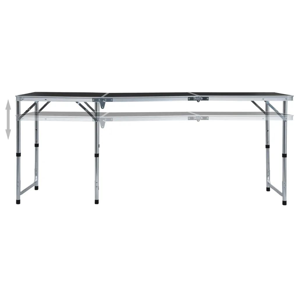 vidaXL Foldable Camping Table Grey Aluminium 180x60 cm - Portable & Adjustable Outdoor Table