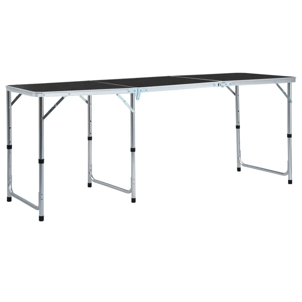 vidaXL Foldable Camping Table Grey Aluminium 180x60 cm - Portable & Adjustable Outdoor Table