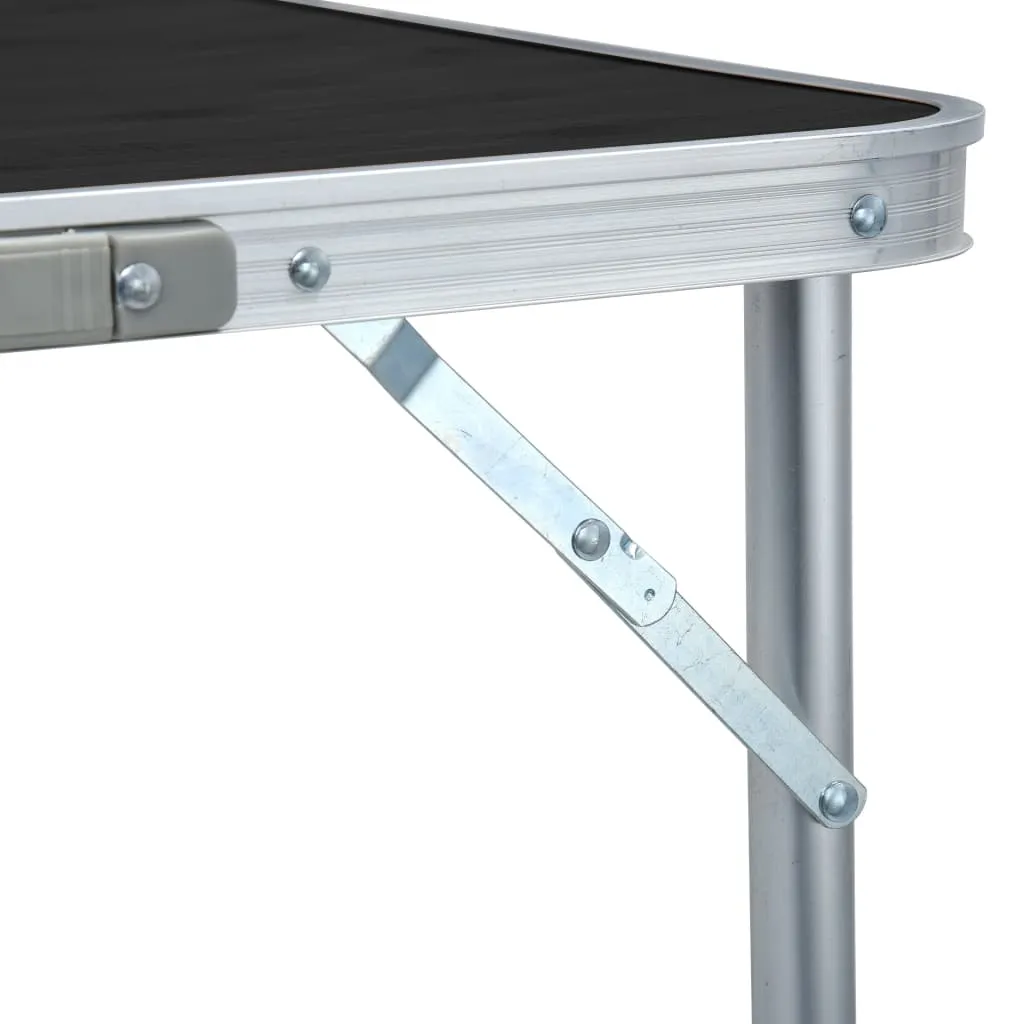 vidaXL Foldable Camping Table Grey Aluminium 180x60 cm - Portable & Adjustable Outdoor Table