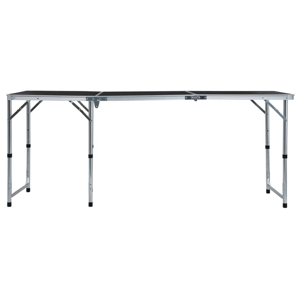 vidaXL Foldable Camping Table Grey Aluminium 180x60 cm - Portable & Adjustable Outdoor Table