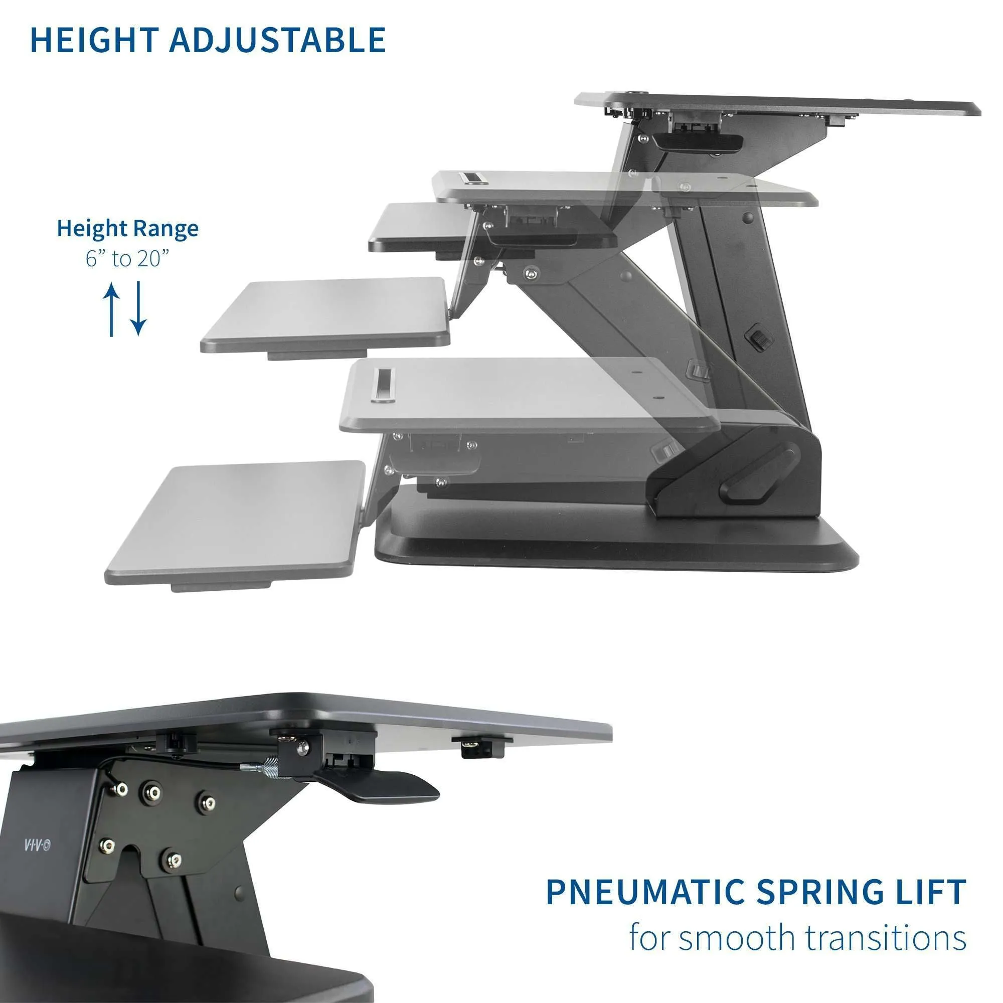 VIVO Height Adjustable Standing Desk Gas Spring Tabletop Riser Sit Stand Station, DESK-V011G