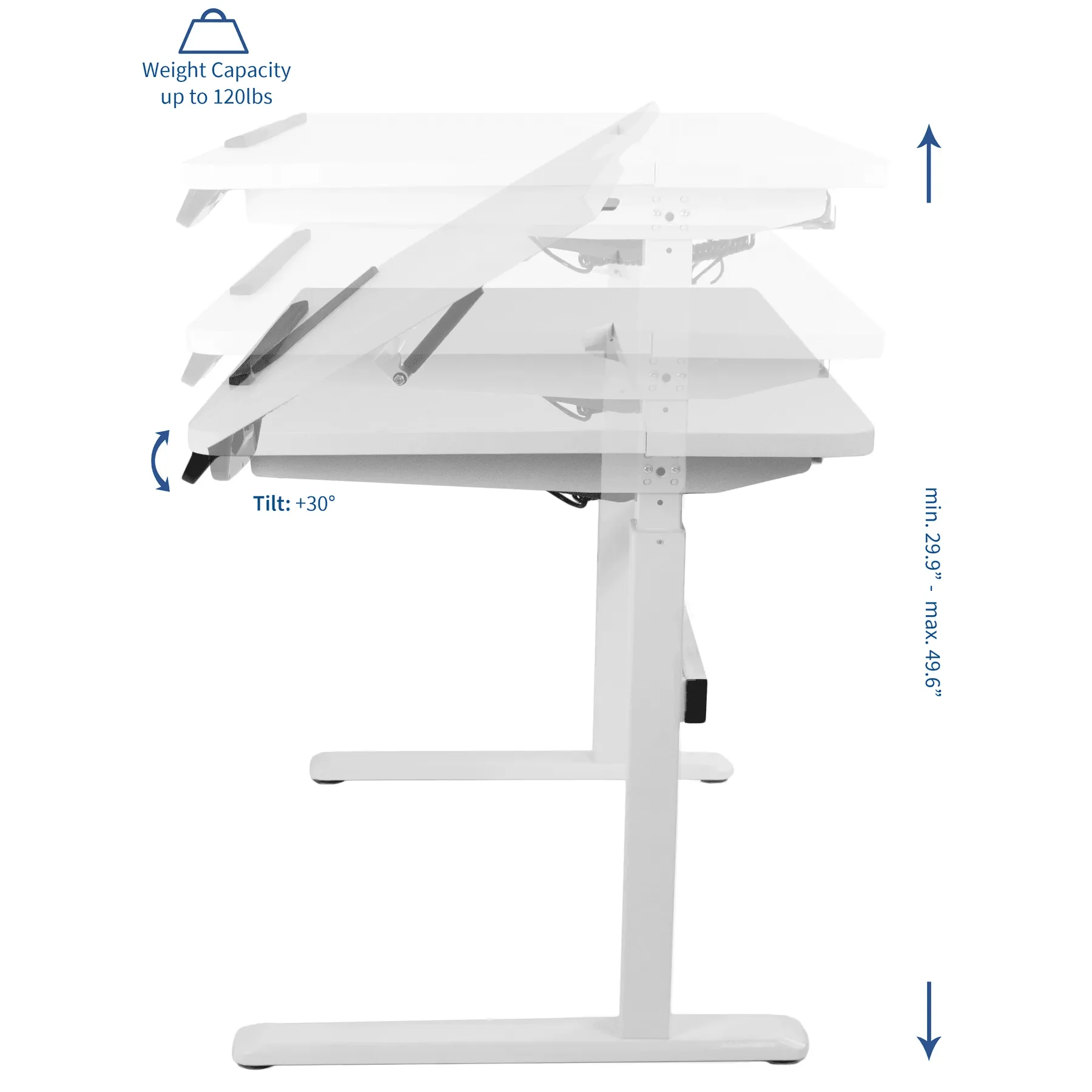 VIVO White 48" Height-Adjustable Sit Stand Electric Drafting Table DESK-V101ED