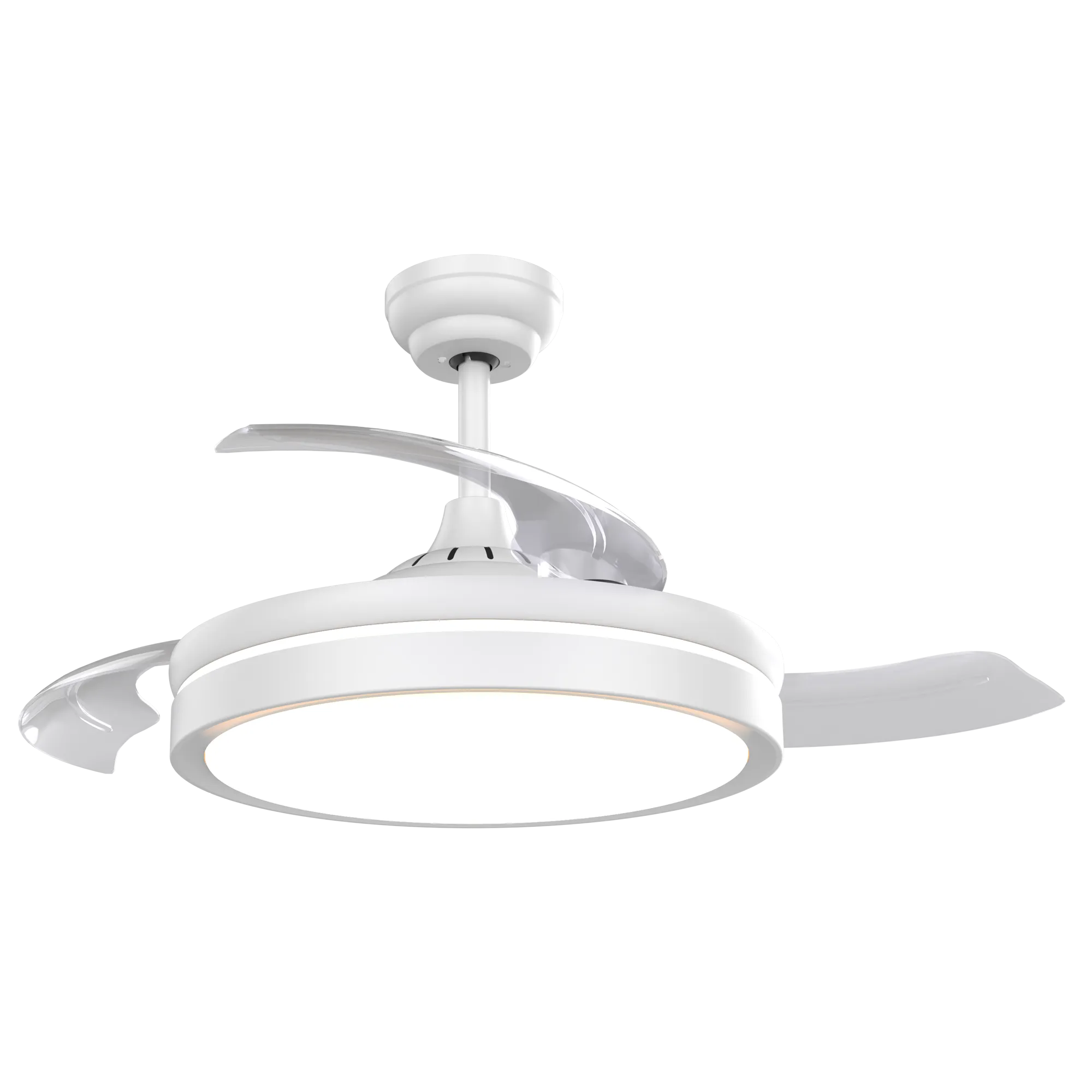 White 3 Blade Retractable DC Ceiling Fan With CCT LED