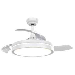 White 3 Blade Retractable DC Ceiling Fan With CCT LED